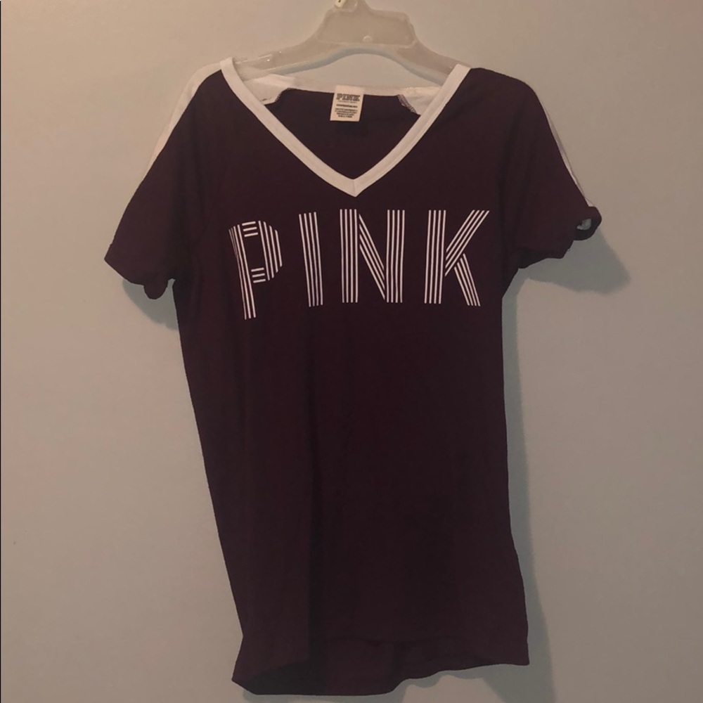 PINK V NECK BURGUNDY